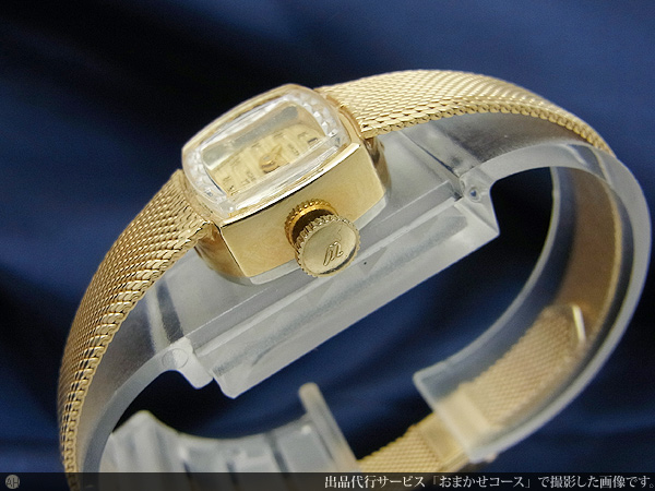 ウォルサム WALTHAM 10K ゴールドメッキ スクエアケース ダイヤカットガラス 上品なレディースモデル BOX付属 手巻き