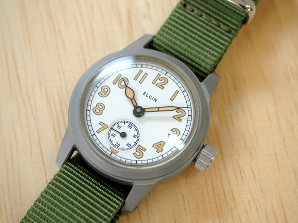 美品 OH済】ELGIN エルジン フロッグマン◇復刻 WW2 手巻き 米軍+