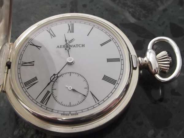 アエロウォッチ 純銀製 フルハンター 懐中時計