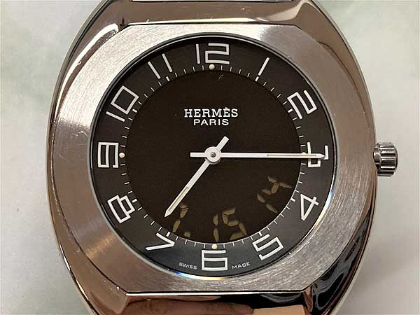 【一目惚れ】OH済 HERMES PARIS エルメス 黒文字盤 腕時計 3