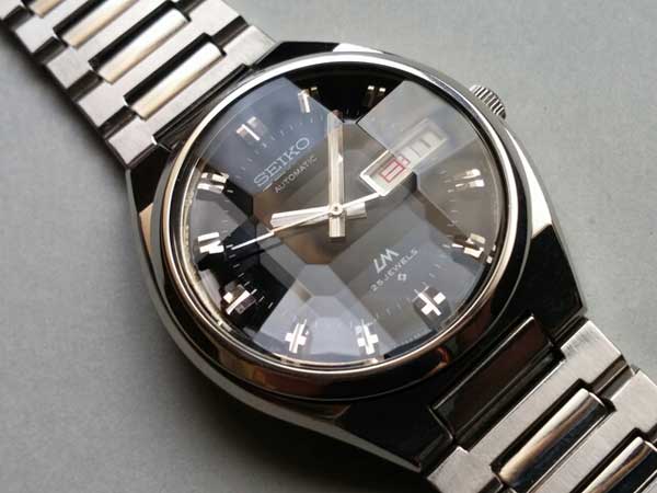 セイコー LM ロードマチック 黒文字盤 9面カットガラス 1970's 自動巻き ブレス付属 美品 希少 SEIKO