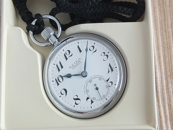 セイコー SEIKO 19セイコー 懐中時計 ブルースチール針 PRECISION 15石 秒規正付 未使用品 美品 BOX付
