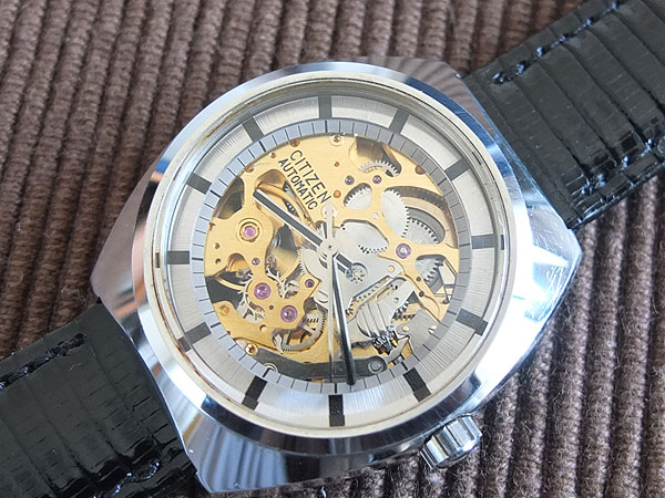 CITIZEN シチズン スケルトンウォッチ 4-760077KA SS GN-1 自動巻き 25 ...