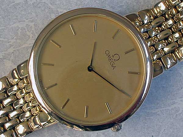 C一般の使用感傷シミ有り奈073 オメガ デビル メンズ 腕時計 クォーツ