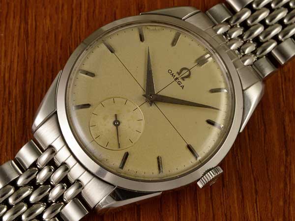 オメガ OMEGA 30mmキャリバー Cal.267搭載 スモセコ クロスラインダイヤル Ref.2900-1 1956〜57年製 社外ライスブレス