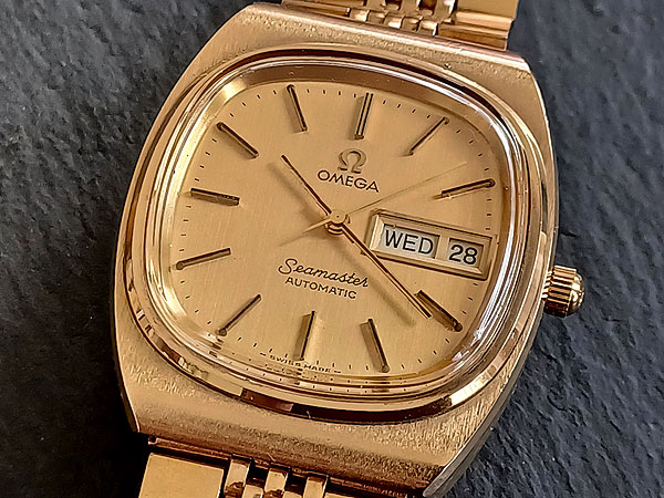 OMEGA オメガ シーマスター スクエアケース TVスクリーン GOLD PLATED