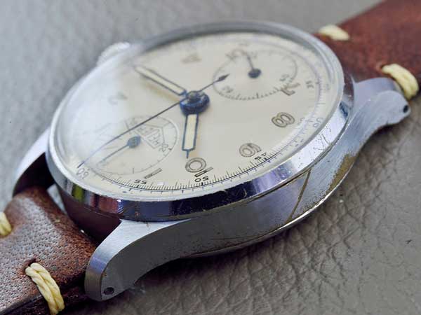ホイヤー 1940年代 バルジュー77 縦目 クロノグラフ 手巻 40s HEUER Valjoux 77 Up Down chronograph