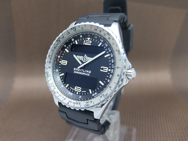 ブライトリング クロノスペース Ref.A56012.1 SS ブラックダイヤル アナログ デジタル パイロットクオーツ BREITLING CHRONOSPACE [代行おまかせコース]