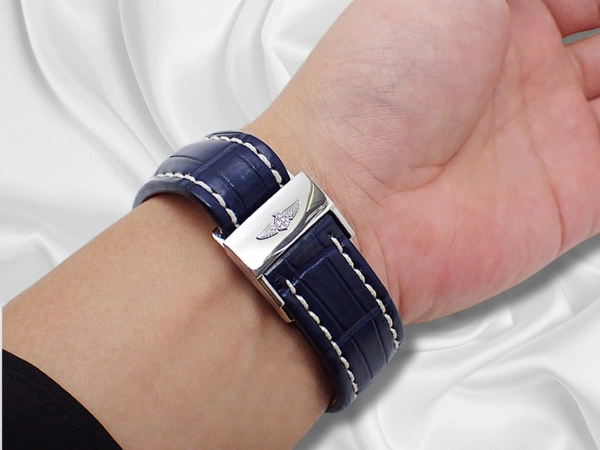 ブライトリング Dバックル付き ブルー アリゲーター レザーストラップ ラグ幅22mm BREITLING [代行おまかせコース]