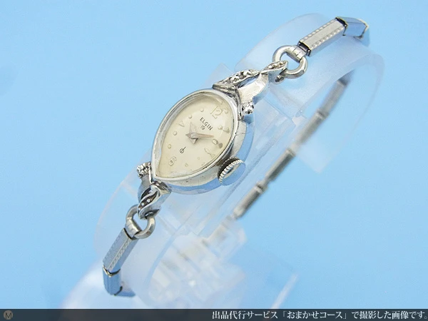 エルジン USA製 お洒落なアールデコケース カットガラス 手巻き エクステンションブレス ELGIN