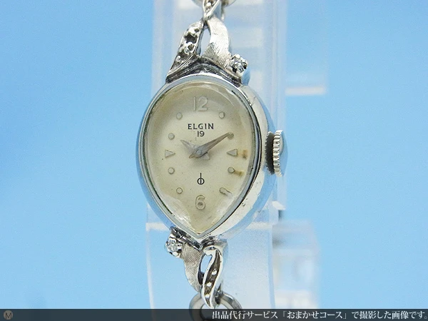 エルジン USA製 お洒落なアールデコケース カットガラス 手巻き エクステンションブレス ELGIN