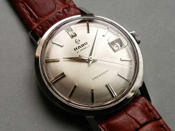 ラドー PRESIDENT デイトジャスト 赤デイト ラウンド 手巻き 1960s 希少 美品 RADO