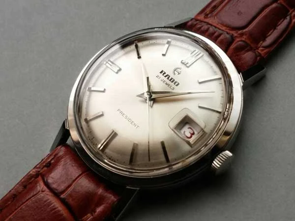 ラドー PRESIDENT デイトジャスト 赤デイト ラウンド 手巻き 1960s 希少 美品 RADO