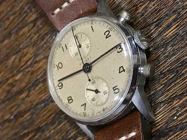 ギャレット Gallet 手巻き 縦目2ダイアルクロノグラフ バルジュー92搭載 1940