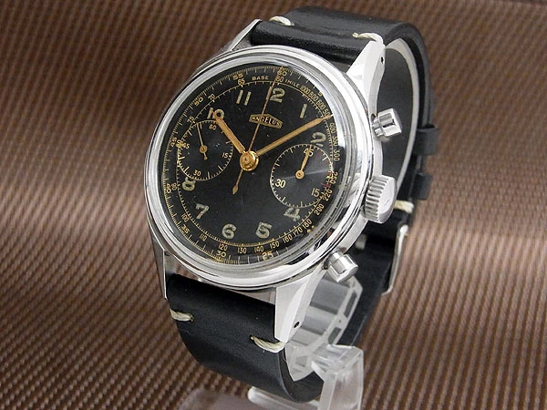 アンジェラス 2reg.クロノグラフ Cal.215 SS 38mm ビッグケース ブラック文字盤 アンティーク 手巻き ANGELUS Chronograph [代行おまかせコース]