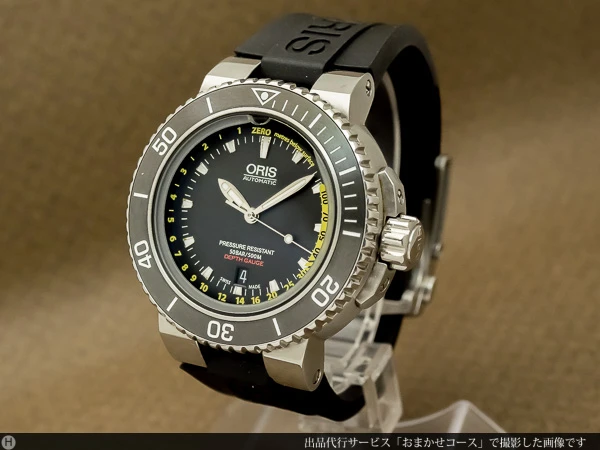 オリス/ORIS アクイス デプスゲージ メンズ 500m防水 オートマチック ダイバー ボックス&ギャランティ付き 美品