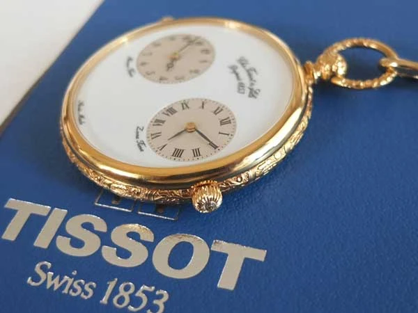 Tissot ティソ 手巻き 懐中時計 デュアルタイム スイス製 専用BOX 説明書 付属 美品