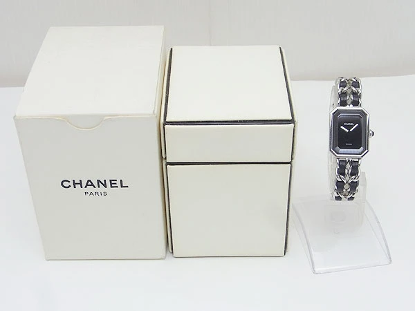 シャネル プルミエール ロック Mサイズ SS オクタゴンケース レザー編込みブレスレット クオーツ CHANEL Premiere [代行おまかせコース]