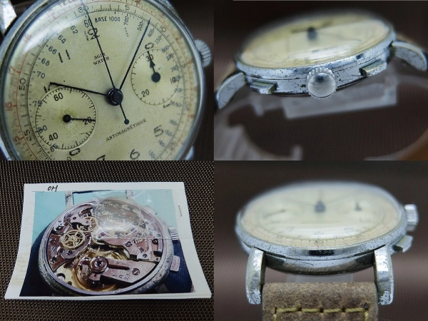 AGIR WATCH 2reg.クロノグラフ Cal.22 37mm メッキ/SS MULCO S.A.製 ヴィンテージ 手巻き [代行おまかせコース]