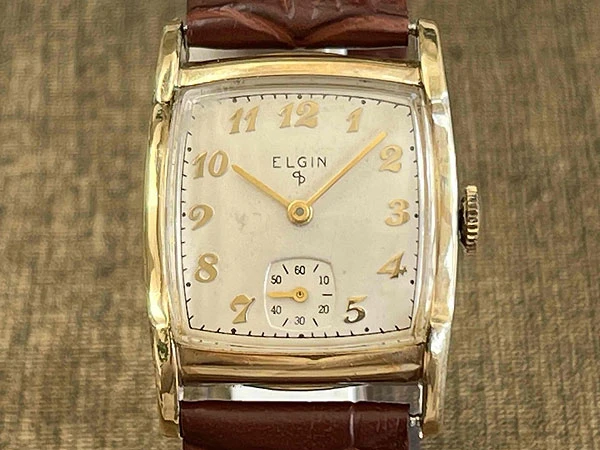 エルジン ELGIN USA製 14K GOLDFIELD 角型 Cal.683 トノーケース スモセコ レ