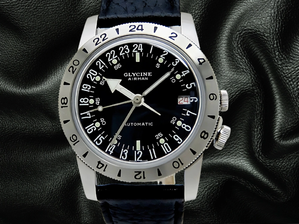 グリシン エアマン No.1 GMT 36 Ref.GL0370 SS ブラックダイヤル ベルト仕様 オートマチック BOX・ギャラ付属 GLYCINE AIRMAN [代行おまかせコース]