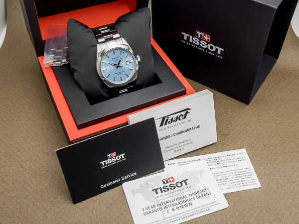 Tissot ジェントルマン パワーマティック80 自動巻 シリシウム アイスブルー バックスケルトン メンズモデル ボックス&ギャランティ付き 美品 TISSOT Gentleman Powermatic 80 Silicium [ 代行おまかせコース ]