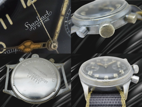 ハンハルト ドイツ海軍 フリーガー フライバック クロノグラフ Cal.41 メッキ/SS ブラックダイヤル 手巻き 2024年OH済 時計修理店保証書付属 HANHART [代行おまかせコース]
