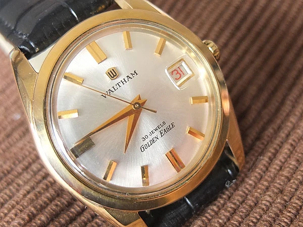ウォルサム WALTHAM GOLDEN EAGLE ゴールデンイーグル 鷹メダリオン デイト 18KGP 30石 自動巻き オートマチック 美品