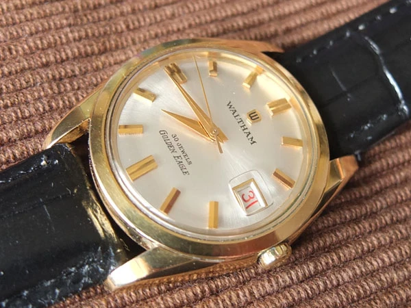 ウォルサム WALTHAM GOLDEN EAGLE ゴールデンイーグル 鷹メダリオン デイト 18KGP 30石 自動巻き オートマチック 美品