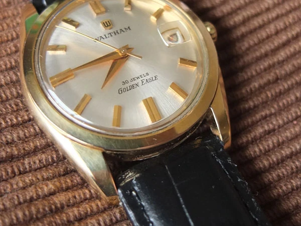 ウォルサム WALTHAM GOLDEN EAGLE ゴールデンイーグル 鷹メダリオン デイト 18KGP 30石 自動巻き オートマチック 美品