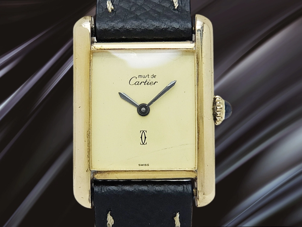 カルティエ マストタンク SM シルバー925 ヴェルメイユ レクタンギュラー アイボリーダイヤル Cartier must de TANK [代行おまかせコース]