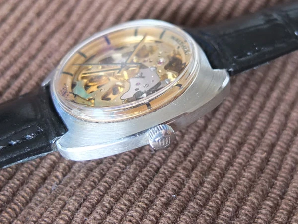 ウォルサム モナコ WALTHAM MONACO 両面スケルトン 17石 手巻 メンズ腕時計 ヴィンテージ 希少品