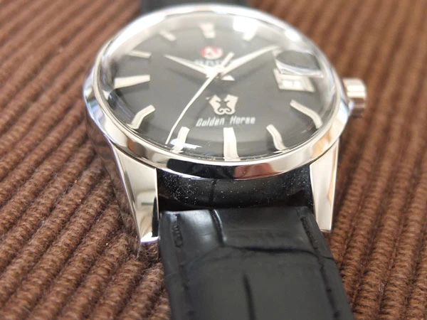 ラドー RADO ゴールデンホース Golden Horse 復刻版 黒文字盤 自動巻き オートマチック 革ベルト 美品
