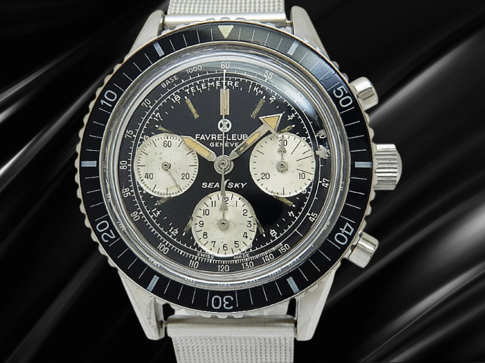ファーブルルーバ シースカイ クロノグラフ Ref.33033 Cal.バルジュー72 SS ブラックギルト 手巻き FAVRE-LEUBA SEA SKY CHRONOGRAPH Valjoux 72 [代行おまかせコース]