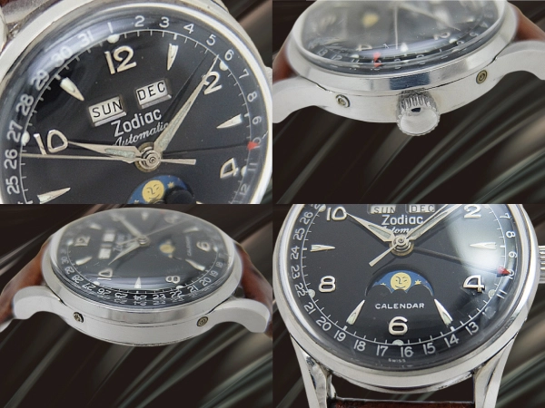ゾディアック トリプルカレンダー ムーンフェイズ Ref.908 Cal.1402N SS ブラックダイヤル オートマチック Zodiac Triple Calender Moonphase [代行おまかせコース]