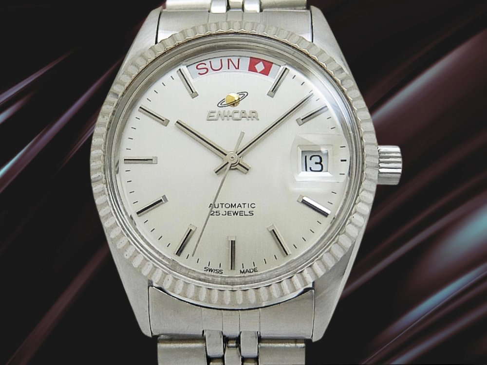 エニカ オーシャンパール デイデイト Ref.2169-51-32 SS シルバーダイヤル ケース 5連ブレス仕様 手巻き ENICAR Ocean Pearl [代行おまかせコース]