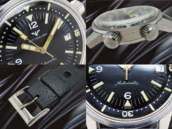 ウィットナー スーパーコンプレッサー Ref.8007 Cal.C11KAS SS ブラックダイヤル インナーベゼル トロピックバンド装着 オートマチック WITTNAUER Super Compressor [代行おまかせコース]