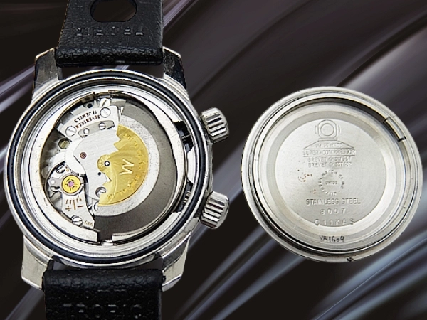 ウィットナー スーパーコンプレッサー Ref.8007 Cal.C11KAS SS ブラックダイヤル インナーベゼル トロピックバンド装着 オートマチック WITTNAUER Super Compressor [代行おまかせコース]