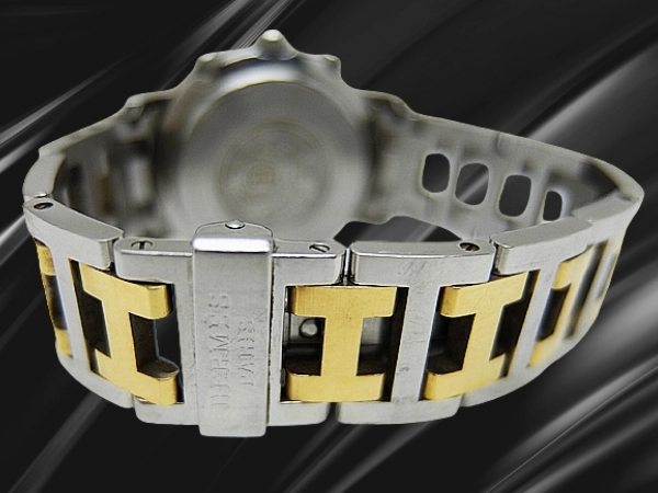 エルメス クリッパー クロノ CL1.320 SS/GP ホワイトダイヤル Hコンビブレス装着 クオーツ HERMES PARIS CLIPPER CHRONOGRAPH [代行おまかせコース]