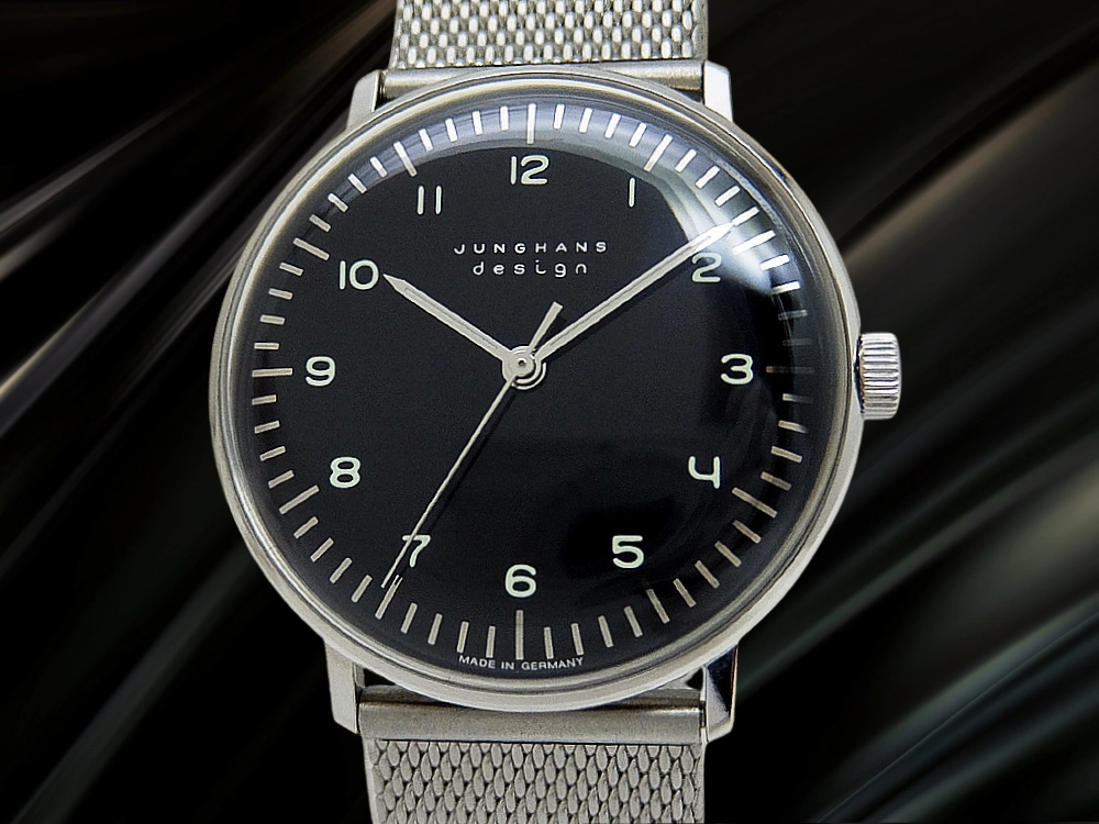 ユンハンス マックスビル Ref.027 3702 00 SS ブラックダイヤル メッシュブレス装着 手巻き JUNGHANS MAX BILL hand wind [代行おまかせコース]
