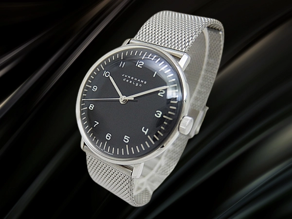 ユンハンス マックスビル Ref.027 3702 00 SS ブラックダイヤル メッシュブレス装着 手巻き JUNGHANS MAX BILL hand wind [代行おまかせコース]