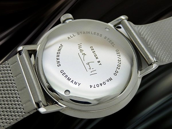 ユンハンス マックスビル Ref.027 3702 00 SS ブラックダイヤル メッシュブレス装着 手巻き JUNGHANS MAX BILL hand wind [代行おまかせコース]
