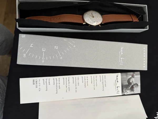 ユンハンス マックスビル Junghans Max Bill クロノスコープ 金側 027-7800 元箱・保証書・取扱説明書等付属