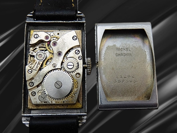 ラルコ レクタンギュラー 角型 15石 メッキ アールデコ ブラックダイヤル 手巻き ドクターズウォッチ RALCO Doctor's Watch [代行おまかせコース]