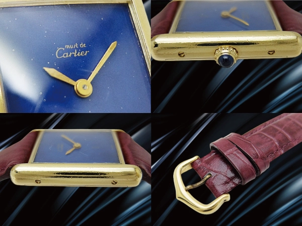 カルティエ マストタンク LM Cal.2512-1 レクタンギュラー ラピスラズリ文字盤 アルディロン尾錠装着 手巻き Cartier must de TANK [代行おまかせコース]