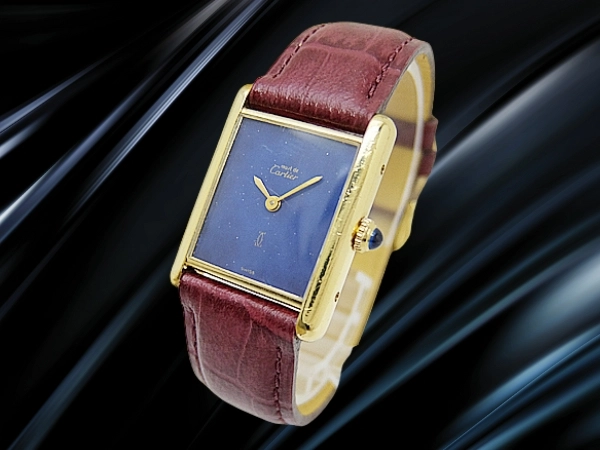 カルティエ マストタンク LM Cal.2512-1 レクタンギュラー ラピスラズリ文字盤 アルディロン尾錠装着 手巻き Cartier must de TANK [代行おまかせコース]