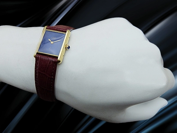 カルティエ マストタンク LM Cal.2512-1 レクタンギュラー ラピスラズリ文字盤 アルディロン尾錠装着 手巻き Cartier must de TANK [代行おまかせコース]