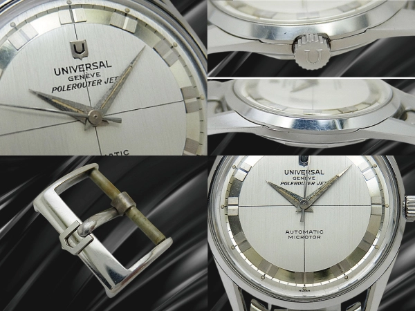 ユニバーサルジュネーブ ポールルーター ジェット Ref.20355/4 28石 Cal.215-9 薄型 SS シルバーダイヤル JBチャンピオン 復刻ミッションブレス装着 オートマチック 尾錠付属 UNIVERSAL GENEVE POLEROUTER JET [代行おまかせコース]