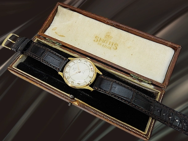 スミス デラックス 17石 Cal.27.CS GP/SS ギョウシェダイヤル センターセコンド 社外クロコレザー 手巻き ヴィンテージボックス SMITHS DELUXE MADE IN ENGLAND [代行おまかせコース]