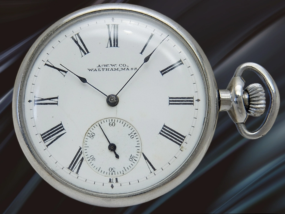 ウォルサム ロイヤル 17石 Staybriteケース ポーセリンダイヤル 重量26g 銀製 T字バーチェーン 懐中時計 WALTHAM Royal [代行おまかせコース]